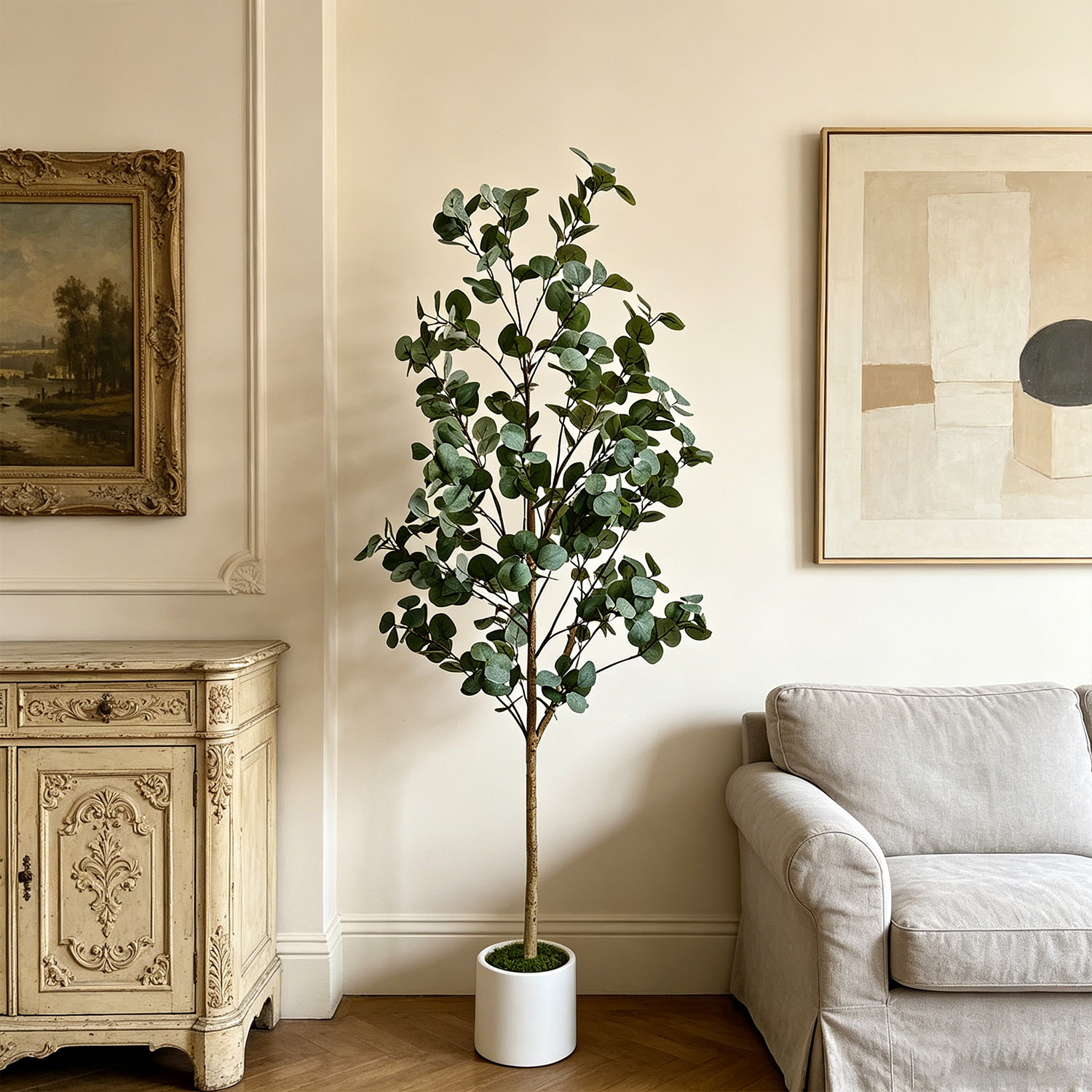 Ficus Lyrata Tree - 120-155Cm/5.1Ft Yapay Okaliptüs Ağacı Ev Bahçe